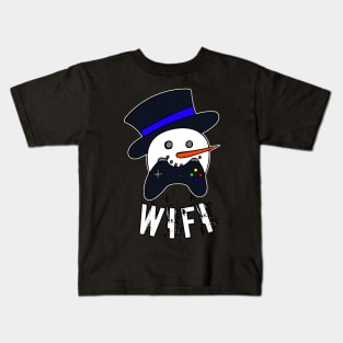 Snowman Face Gamer Wifi Kids T-Shirt